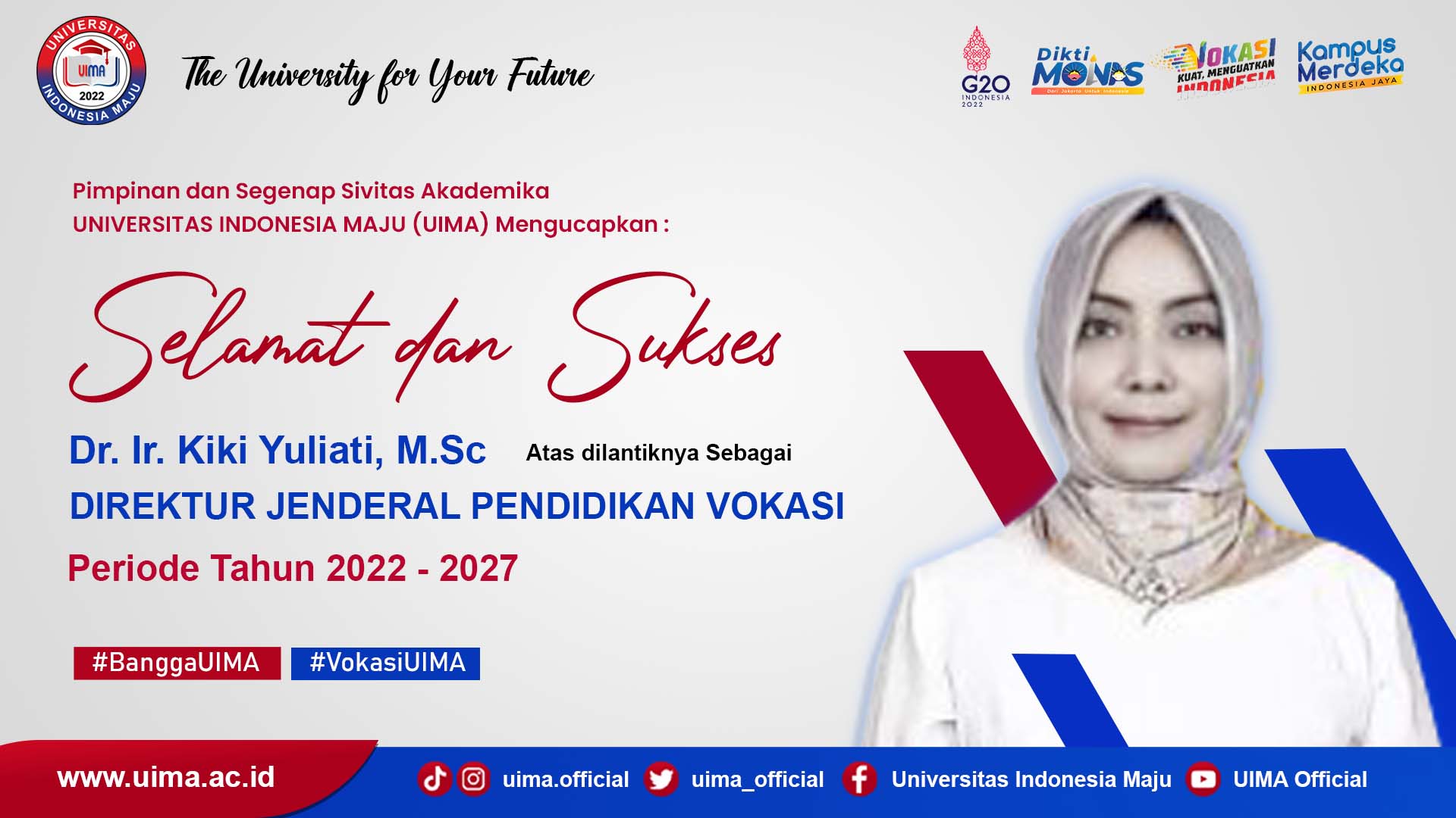 Selamat Dan Sukses Kepada Dr. Ir. Kiki Yuliati, M.Sc - University For ...